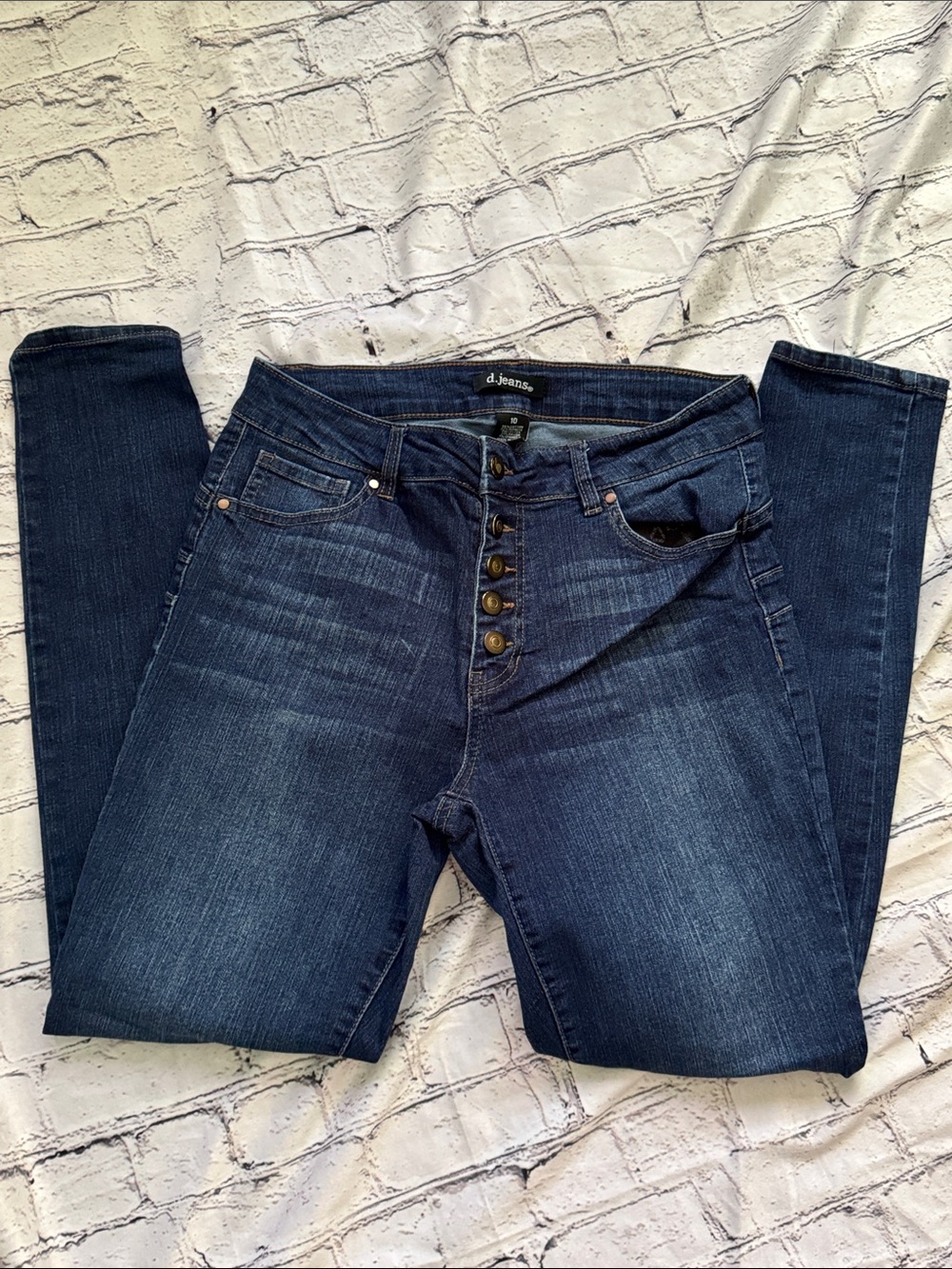 d. jeans Indigo High-Rise Button-Fly Skinny Jeans